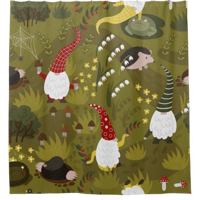 Garden Gnomes: Humorous Flora Fauna. Shower Curtain (Front)