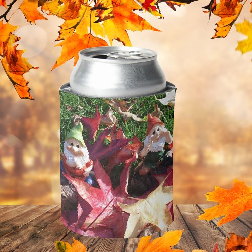 Garden Gnomes Mythical Magical Red Fall Leaves Can Cooler