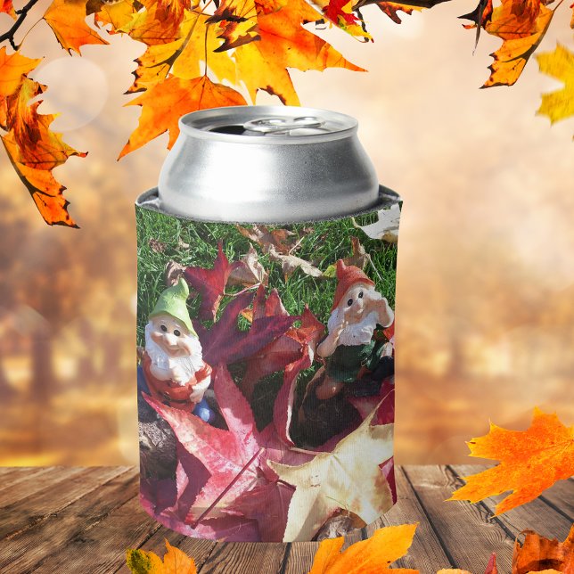 Garden Gnomes Mythical Magical Red Fall Leaves Can Cooler (Garden Gnomes Mythical Magical Red Fall Leaves Can Cooler)