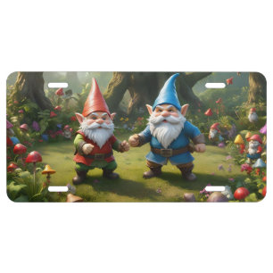 GARDEN GNOMES READY TO FIGHT LICENSE PLATE