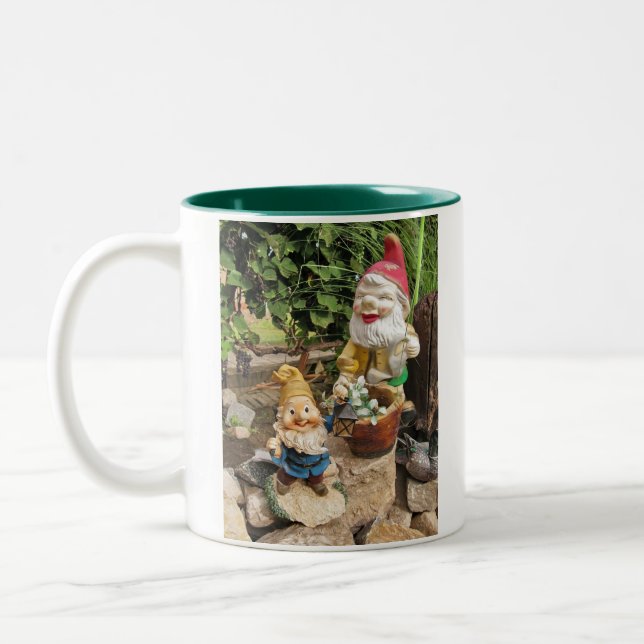 Garden gnomes Two-Tone coffee mug (Left)