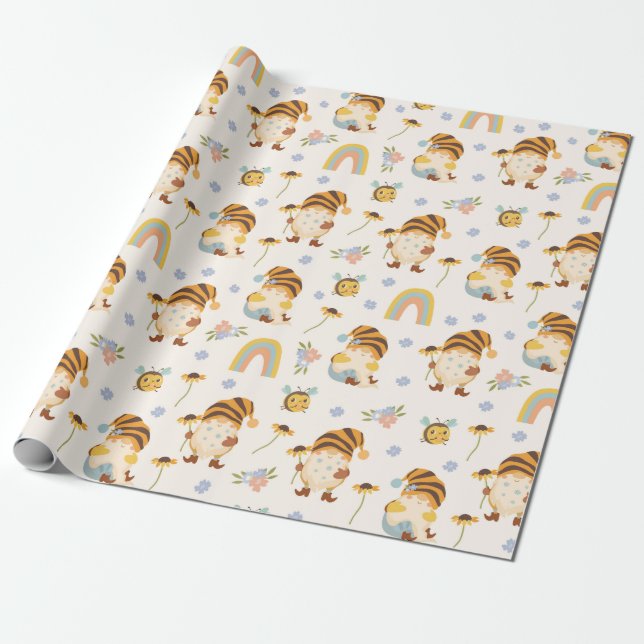 Garden Gnomes Wrapping Paper (Unrolled)