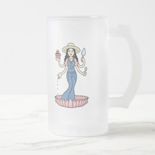 Garden Goddess Frosted Glass Beer Mug (Right)