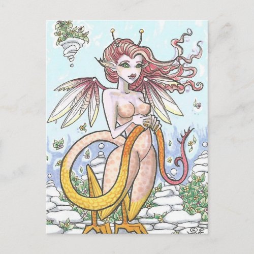 Garden Goyle Gargoyle Fairy Nymph Fantasy Art Postcard