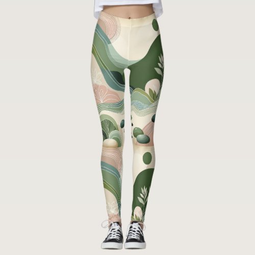 Garden Grace _ Tranquil Zen Abstract Leggings