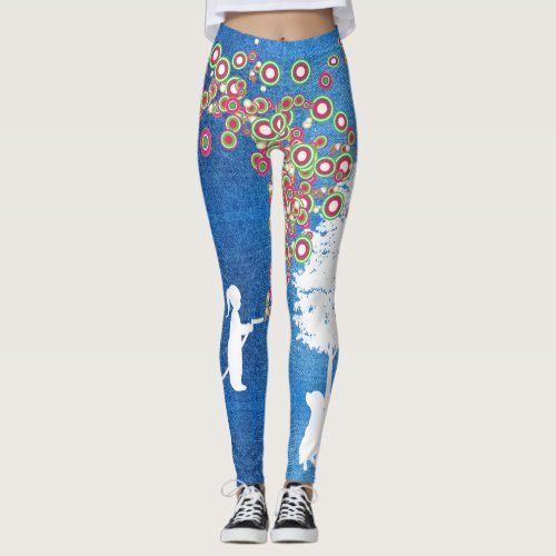 garden graffiti banksy denim style leggings