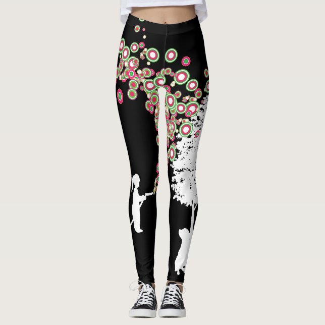 garden graffiti banksy style black leggings (Front)