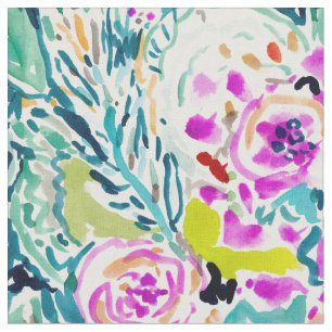 GARDEN GRAVY Colorful Floral Watercolor Print Fabric