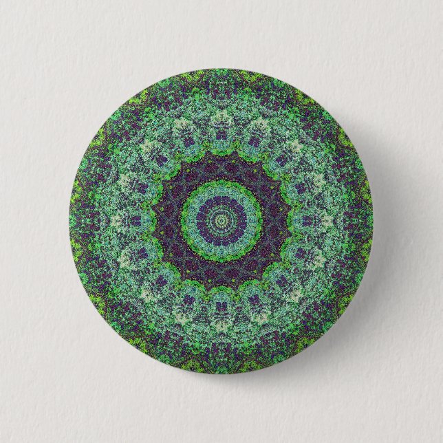 Garden Green Abstract Mandala Button (Front)