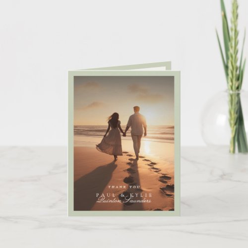 Garden Green Wedding Photo Thank You Card