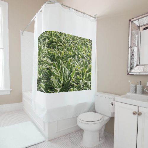 Garden Green White Plants Leaves Cute Custom Photo Shower Curtain