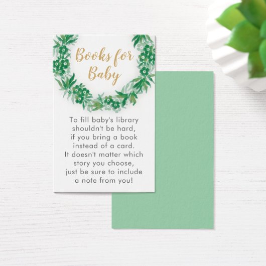 Garden Greenery Baby Shower Book Request Card (Desk)