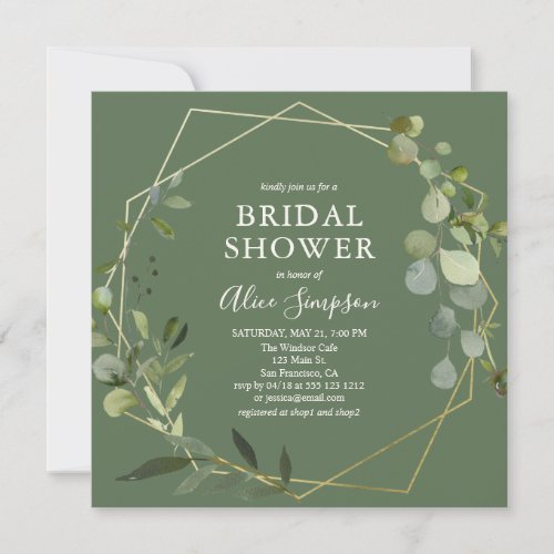 Garden Greenery Eucalyptus Bridal Shower Invitation