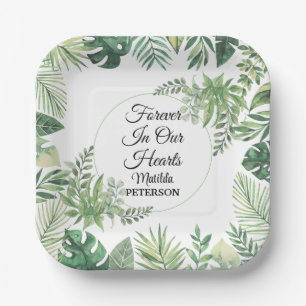 Garden Greenery Leaves Funeral  Paper Plates