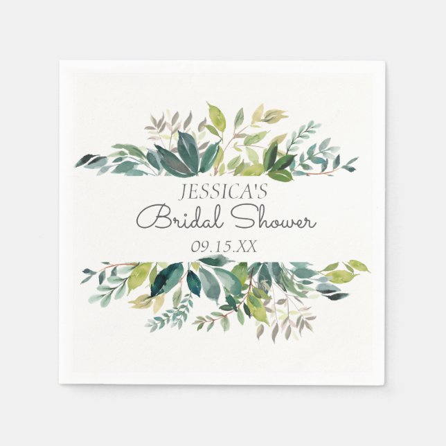 Garden Greenery Personalized Paper Napkin (Front)