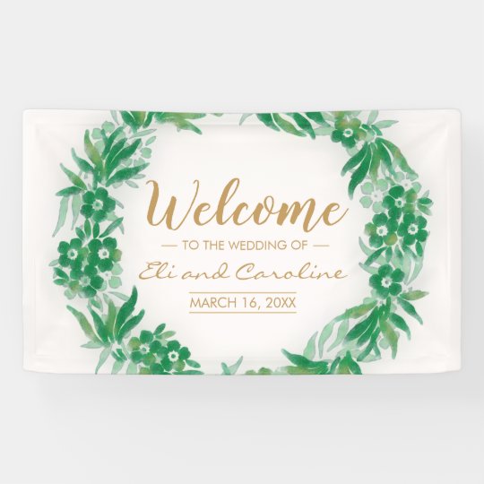 Garden Greenery Wedding Banner Zazzle Com