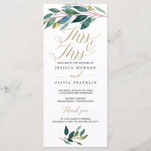 Garden Greens Gay Wedding Program - Mrs & Mrs