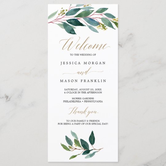 Garden Greens Wedding Program Ceremony Program Zazzle Com