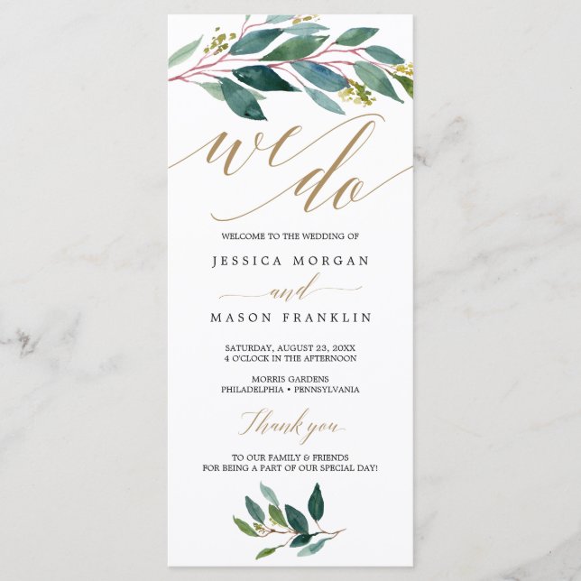 Garden Greens Wedding Program - We Do (Front)