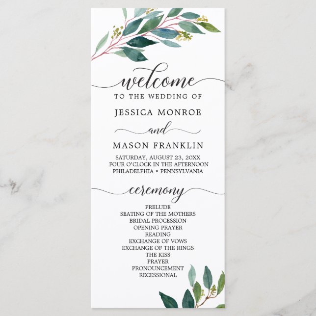 Garden Greens Wedding Programs (Front)