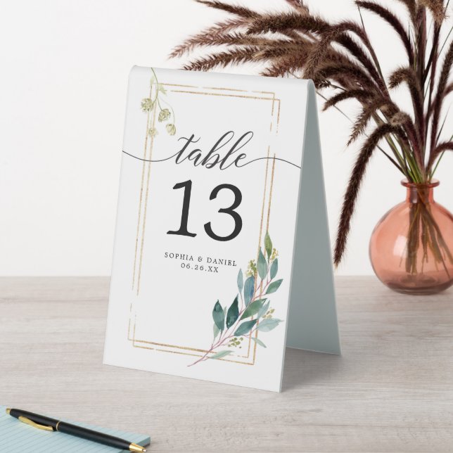 Garden Greens Wedding Table Numbers Table Tent (In SItu (Table))