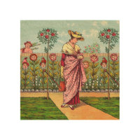 Garden Grow Flower Woman Art Antique