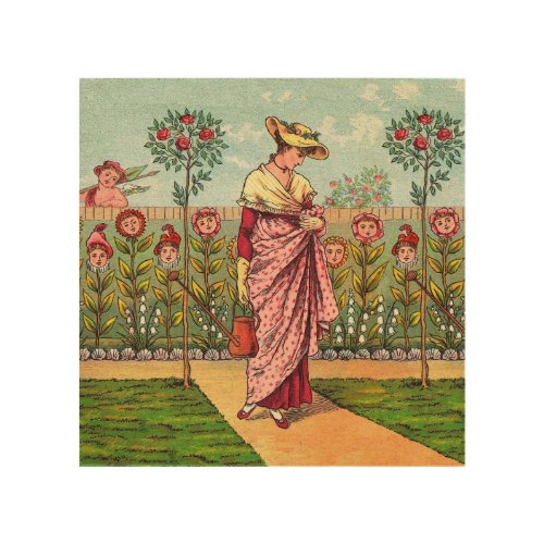 Garden Grow Flower Woman Art Antique