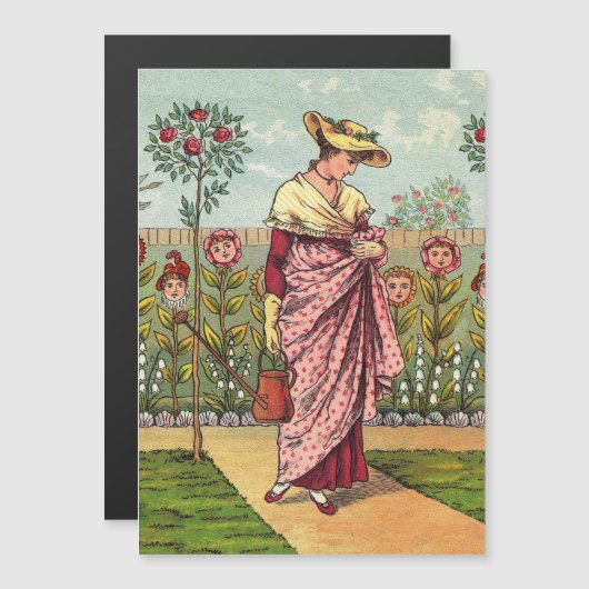 Garden Grow Flower Woman Art Antique (Front/Back)
