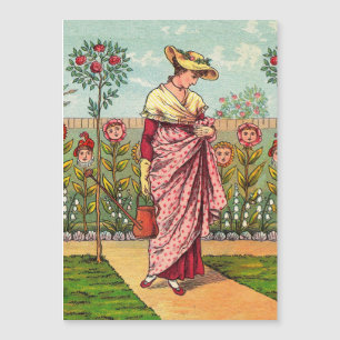 Garden Grow Flower Woman Art Antique