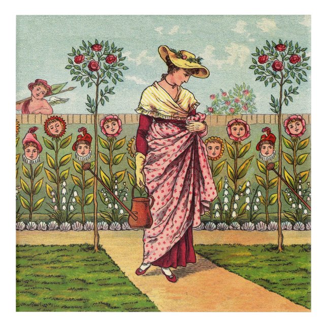 Garden Grow Flower Woman Art Antique (Front)