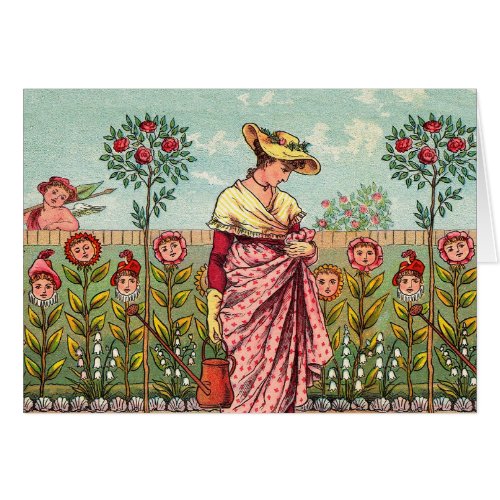 Garden Grow Flower Woman Art Antique