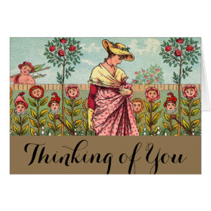 Garden Grow Flower Woman Art Antique