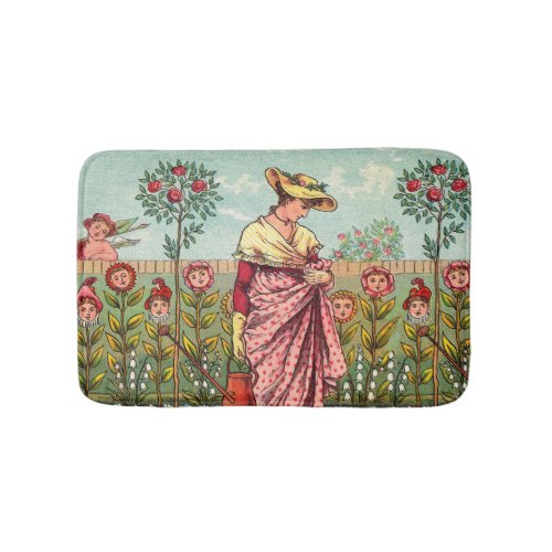 Garden Grow Flower Woman Art Antique Bath Mat