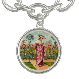 Garden Grow Flower Woman Art Antique Bracelet