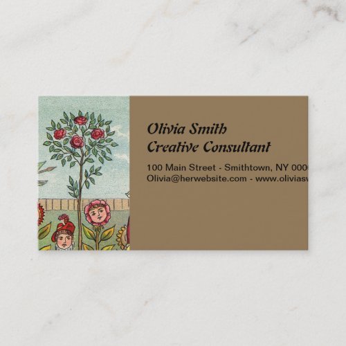 Garden Grow Flower Woman Art Antique Business Card