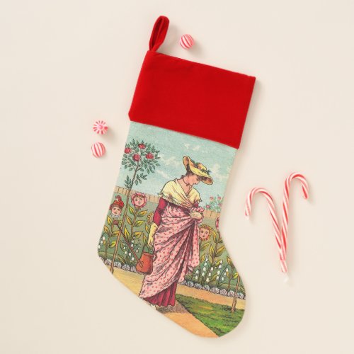 Garden Grow Flower Woman Art Antique Christmas Stocking