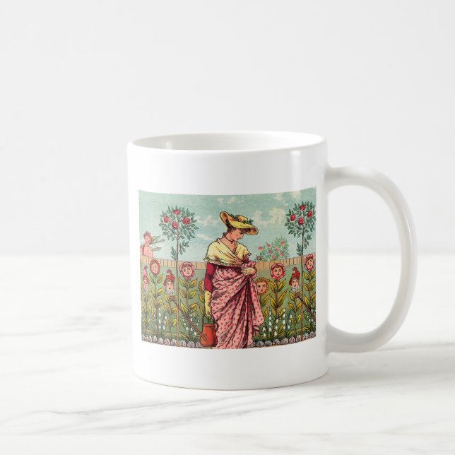 Garden Grow Flower Woman Art Antique Coffee Mug (Right)