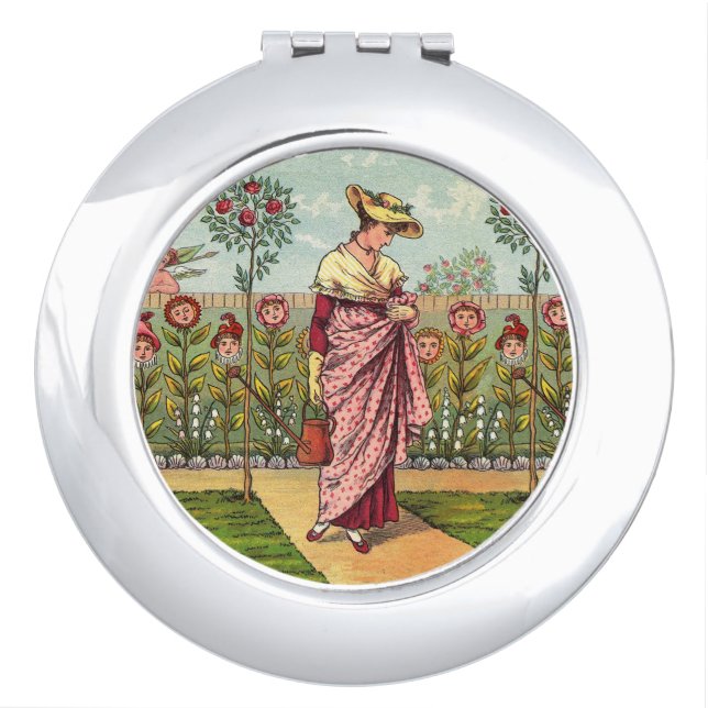 Garden Grow Flower Woman Art Antique Compact Mirror (Front)