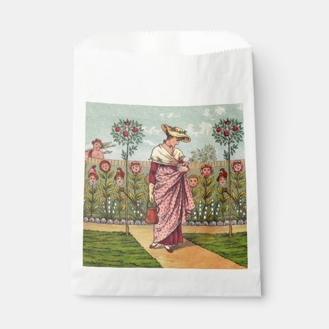 Garden Grow Flower Woman Art Antique Favor Bag (Front)