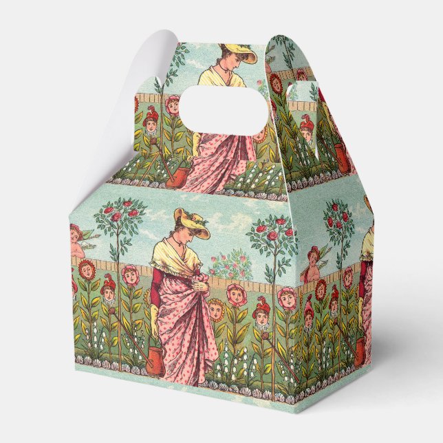 Garden Grow Flower Woman Art Antique Favor Boxes (Front Side)