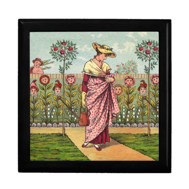 Garden Grow Flower Woman Art Antique Gift Box (Front)