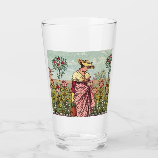 Garden Grow Flower Woman Art Antique Glass (Front)