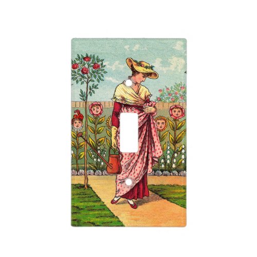 Garden Grow Flower Woman Art Antique Light Switch Cover