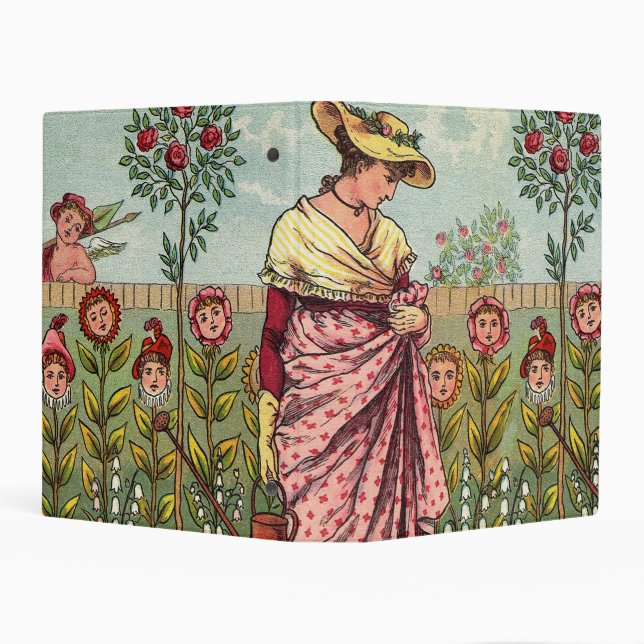Garden Grow Flower Woman Art Antique Mini Binder (Background)