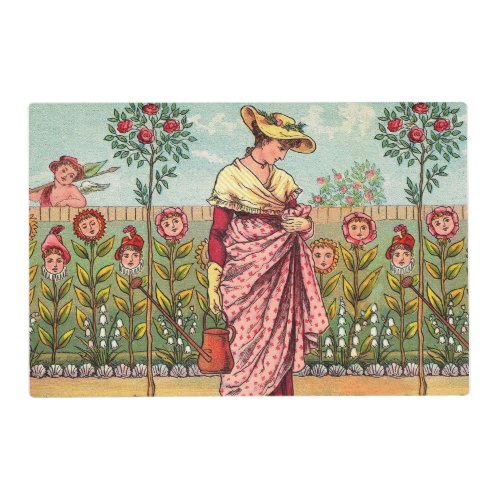 Garden Grow Flower Woman Art Antique Placemat