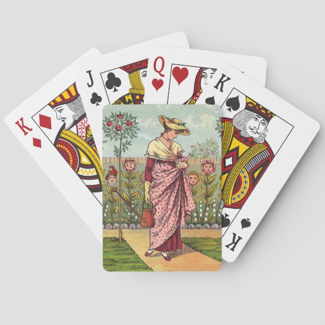 Garden Grow Flower Woman Art Antique Poker Cards (Back)