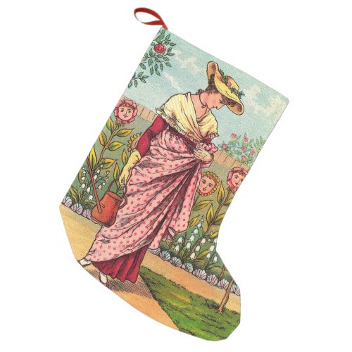 Garden Grow Flower Woman Art Antique Small Christmas Stocking