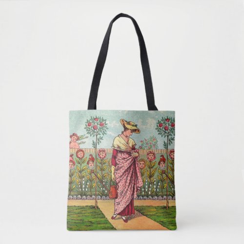 Garden Grow Flower Woman Art Antique Tote Bag