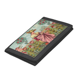 Garden Grow Flower Woman Art Antique Trifold Wallet