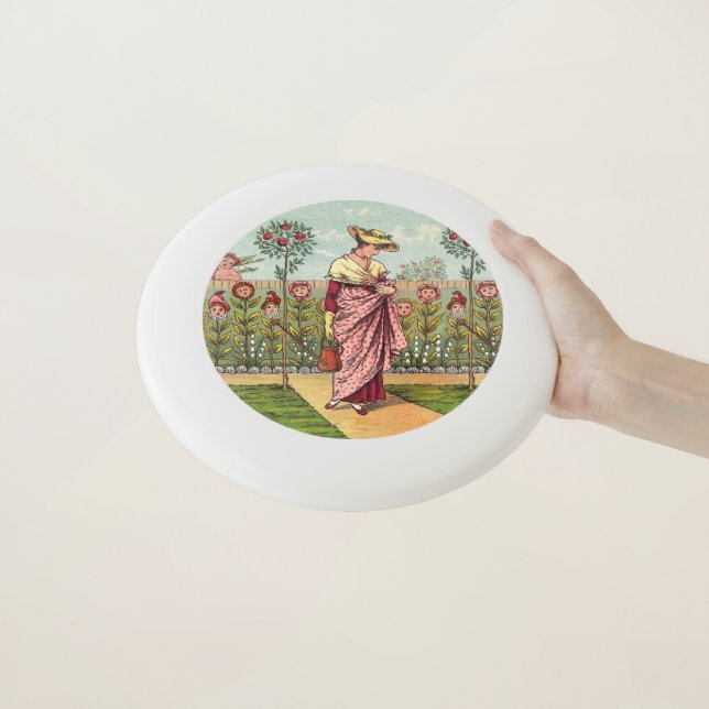 Garden Grow Flower Woman Art Antique Wham-O Frisbee (In Hand)